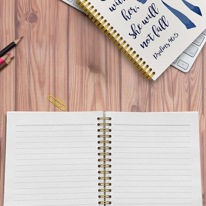 JKMBN Navy Blue Christian Bible Study Spiral Notebook Jouranl for Women