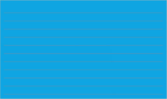 Colonial Cards: 150 Color Cardstock 3" x 5" Index Cards, Medium Blue, Lined Landscape Format