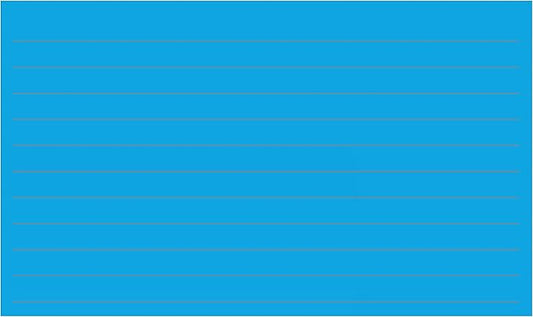Colonial Cards: 150 Color Cardstock 3" x 5" Index Cards, Medium Blue, Lined Landscape Format