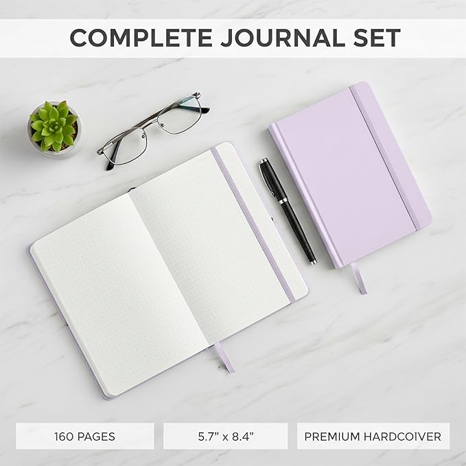 Mr. Pen- Dotted Journal Notebook, A5 Medium Size (5.7"x8.4"), 160 Pages (80 Sheets), Fabric Hardcover, 100 GSM Thick Paper, Bullet Dotted Journal for Planning, Tracking