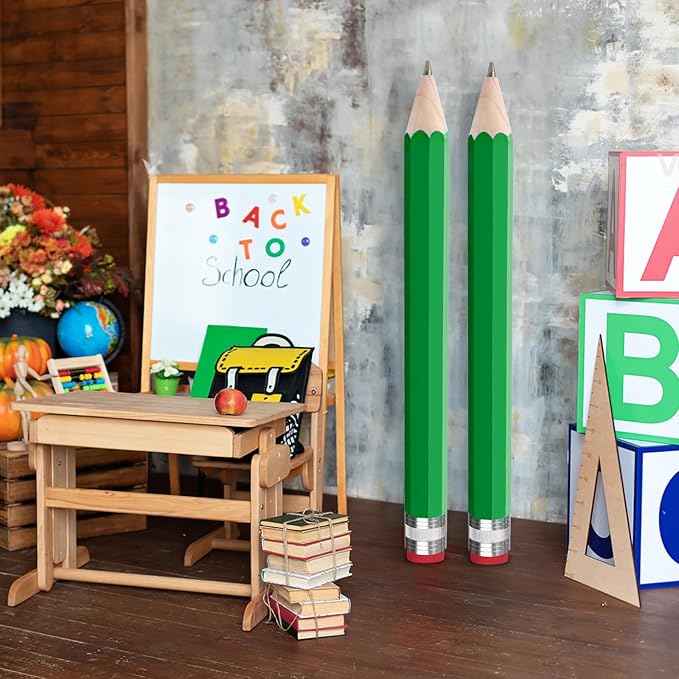 Wooden Jumbo Pencil for Prop Gifts Decor 14 Inch Funny Big Novelty Pencil with Cap Green