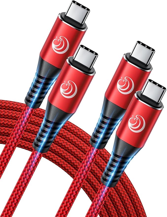 USB C to USB C 100W [6ft/2 Pack] USBC to USBC Cable Charger 5A C to C Fast Charging Cord 5A for MacBook Pro/Air, iPhone 16/15 Pro Max Plus,iPad Pro,Samsung Galaxy S24 Ultra S23,Pixel,PS5,Switch