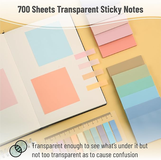 Mr. Pen- Aesthetic Book Annotation Kit, 38 pcs, 12 No Bleed Aesthetic Highlighters, 5 Gel Pens Black Ink, 700 Transparent Sticky Notes & Tabs for Study, Bible Journaling, Planner, Mothers Day Gift