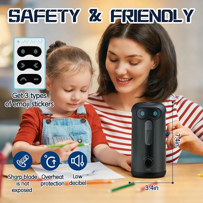 deli Electric Pencil Sharpener, Fully Automatic Pencil Sharpener, Black