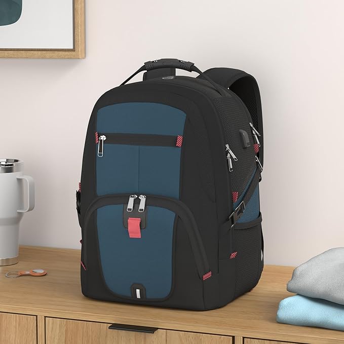 NUBILY Laptop Backpack 17 Inch Waterproof Extra Large TSA Travel Backpack Anti Theft College Business Mens Backpacks with USB Charging Port 17.3 Gaming Computer Backpack for Women Men Blue 35.45L