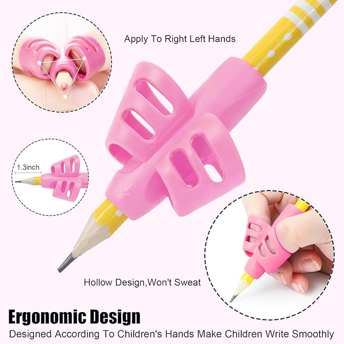 Pencil Grips for Kids Handwriting, 4 Pcs Toddler Pencil Grippers, Training Pen Grip Holder for Beginners Preschoolers Kindergarten Children