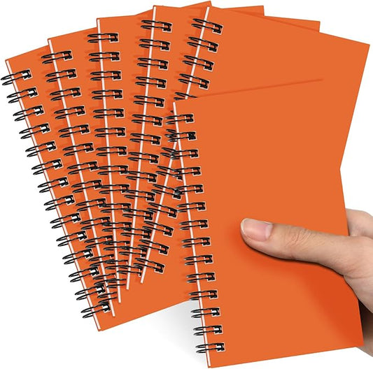 Jutom 6 Pcs Small Spiral Notebooks Memo Pads 3x5 Bulk Small Pocket Notebooks Mini Notepads with Lined Pages Mini Journals for Office School Work Supplies, 120 Pages (Orange)