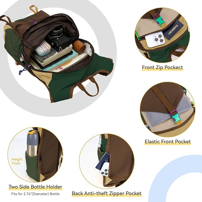 15L Small Hiking Backpack Travel Daypack Colorful Lightweight Packable Foldable Casual Backpack for Women Men