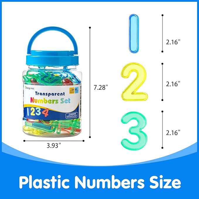 48 Pcs Translucent Numbers – Light Table Toys, Manipulatives and Accessories for Enhanced Learning & Fun