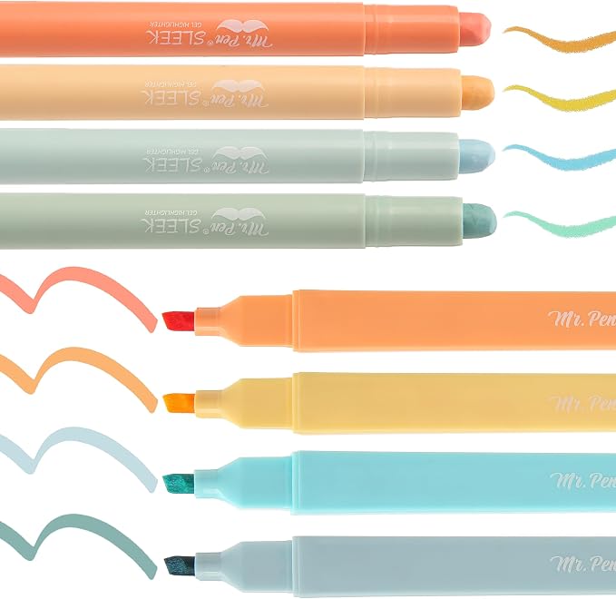 Mr. Pen- Aesthetic Highlighters and Gel Highlighters, 8 Pack | Pastel Color Bible Highlighter No Bleed, No Bleed Highlighter for Bibles, Fast Dry for Bible Journaling, Planner
