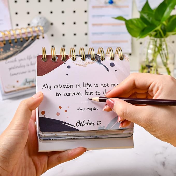 Motivational & Inspirational Perpetual Daily Calendar - Planners Undated Perpetual Desk Calendar/Inspirational Standing Flip Calendar - Page a Day - (5.5" x 4.8") - Positive Daily