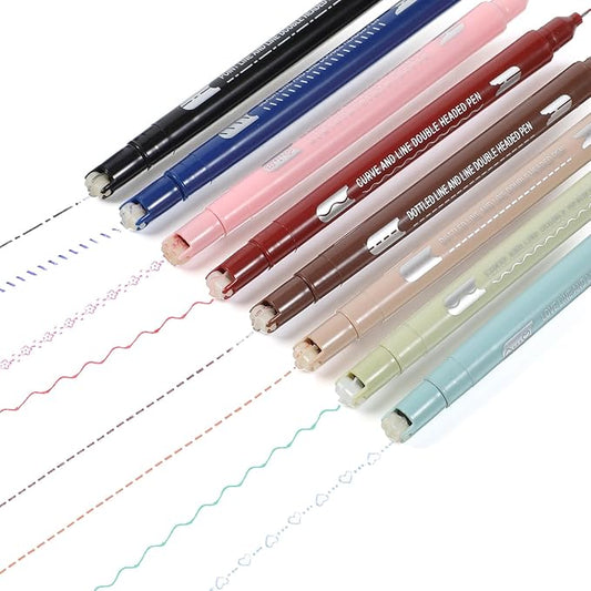 8Pcs Colored Curve Highlighter Pen Set, 8 Different Shapes & 8 Colors Dual Fine Tip Bible Highlighter Markers Cool Pens for Journal Planner Scrapbook Art Office Supplies