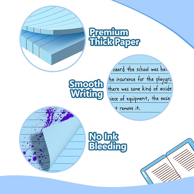 Index Cards 3x5 Inch With Ring, 300 Count, Ruled Blue Index Card, 180GSM Flash Cards College Ruled for Students, Teachers, Study Note Card for Office, Home, School, Office