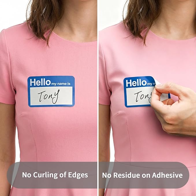 Name Tags Stickers 4 Colorful (Hello My Name is) Border Tag Labels - 200 Stickers (3.5 x 2.25 inch) for School Office and Home