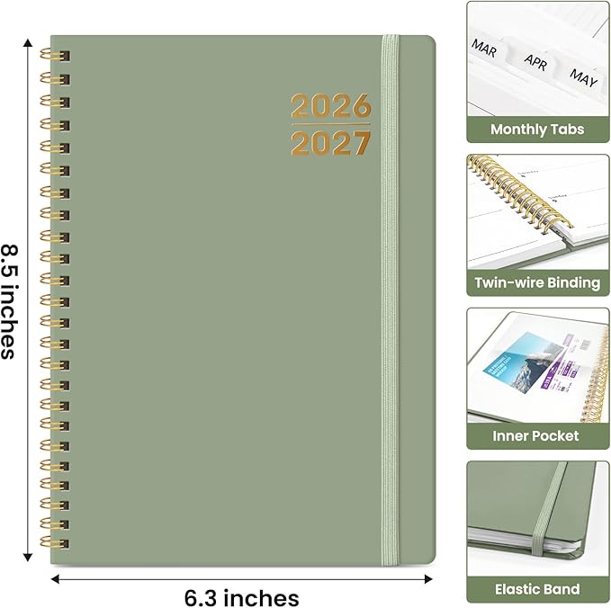 Planner 2026-2027 for Women & Men, Set of 3, Academic Monthly and Weekly Calendar Planner, Jul 2026 - Jun 2027, A5 (6.3" x 8.5"), Teacher Student Planning Book with Tabs, Ideal for Office School Supplies - Black Green Purple