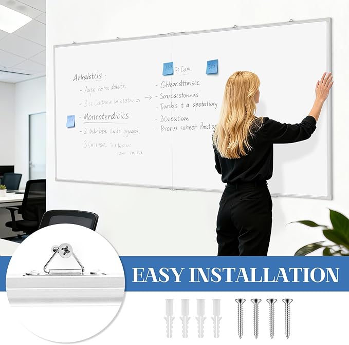 72" x 40" Large White Board, Magnetic Double-Sided Whiteboad Dry Erase, Portable Wall Hanging Whiteboards for Home, School, Office