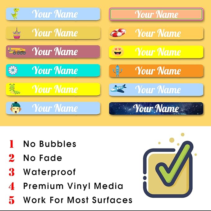 100 Pcs Personalized Labels for Kids School Supplies Waterproof, Custom Name Stickers Kids Labels for Travel, Daycare, Stationery