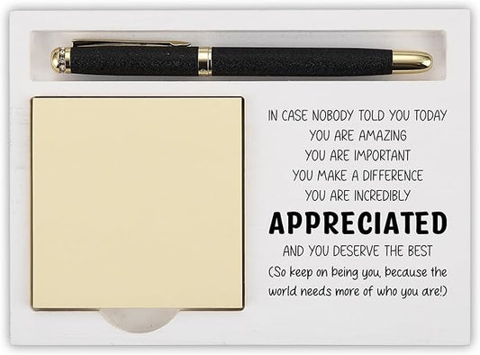 Appreciation Desk Organizer for Coworker Boss Friend, You are Amazing Motivational Gift, Pen and Sticky Note Holder for Office Decor, Birthday, Thank You - FTB319