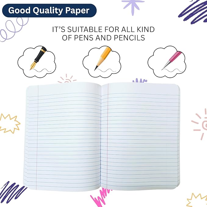 CLEENTABLE Composition Notebook 12 Pack, Wide Ruled Paper, Marble Cover Notebooks for School, 9.75 x 7.5 Inches, 100 Sheets (200 Pages), Sewn Binding Comp Books, Purple