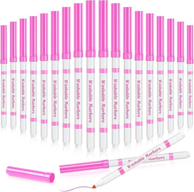 Fullhawl 18 Pcs Line Washable Markers Bulk Pink Fine Tip Markers Set Coloring Thin Tip Drawing Washable Pen for Kids Art School Classroom Back to School Gender Reveal Party Supplies, Ages 6+