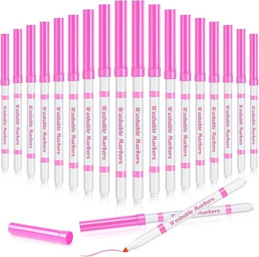 Fullhawl 18 Pcs Line Washable Markers Bulk Pink Fine Tip Markers Set Coloring Thin Tip Drawing Washable Pen for Kids Art School Classroom Back to School Gender Reveal Party Supplies, Ages 6+