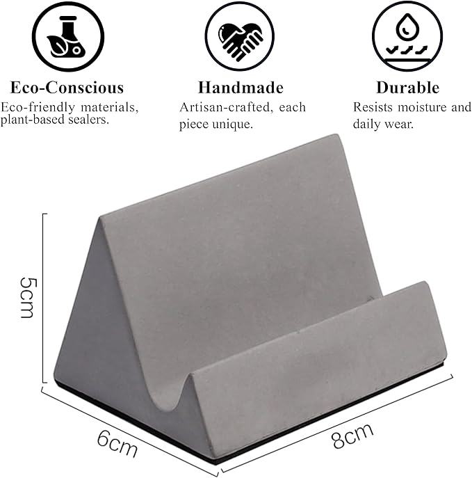Concrete phone stand, desktop phone stand, multifunctional stand, compatible with iPhone 16/15/14/13/12 smartphones (Grey)