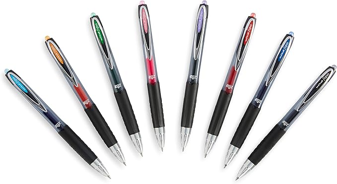 uniball 207 Retractable Gel Pens, Micro Point (0.5mm), Black, 12 Count (Pack of 12)