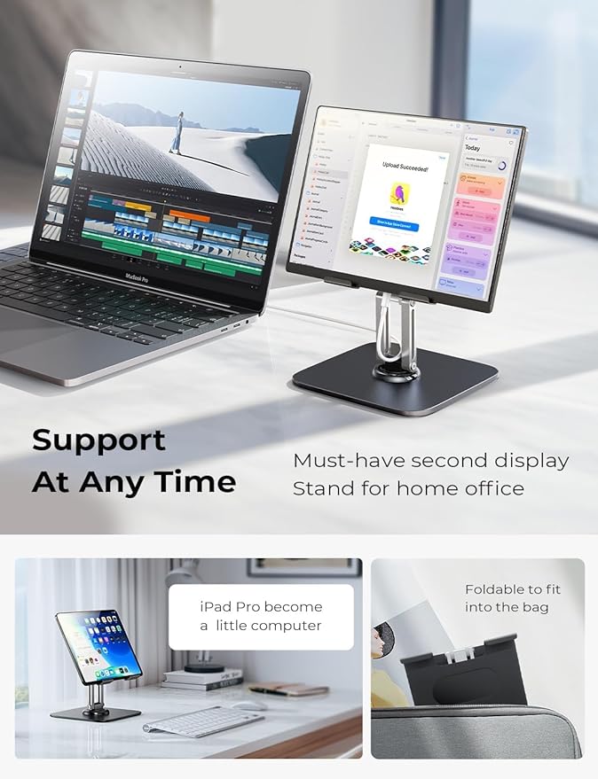 LISEN for iPad Stand Holder Adjustable Tablet Stand for Desk, 2026 Kids for iPad Accessories Rotating Display Stand PC Office Accessories for Desk Women Gifts Kindle Tablet PS Switch iPhone 11"-4.7"