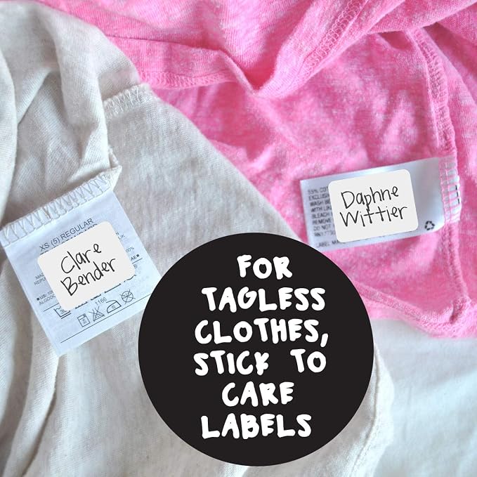 Lil' Labels Clothing Label Washable for Fabric, Write on Name, No Iron, Washer & Dryer Safe for Daycare & School, Set of 2
