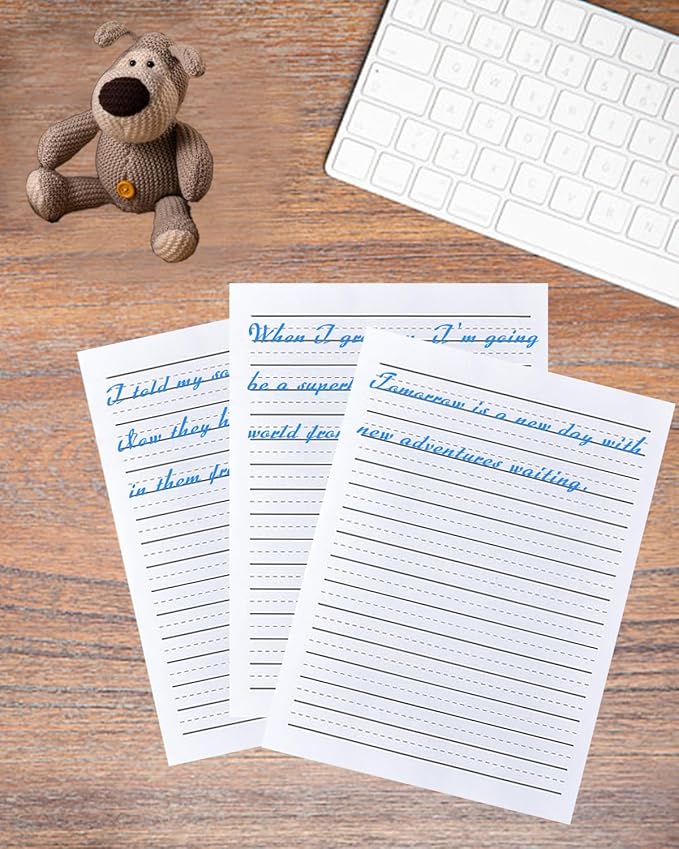 Handwriting Paper Kindergarten for Kids, Ruled Practice Writing Paper for Kids, 100 Sheets, 100gsm White Writng Papers, 8.5 x 11 Inch Writing Paper with Lines for Kindergarten