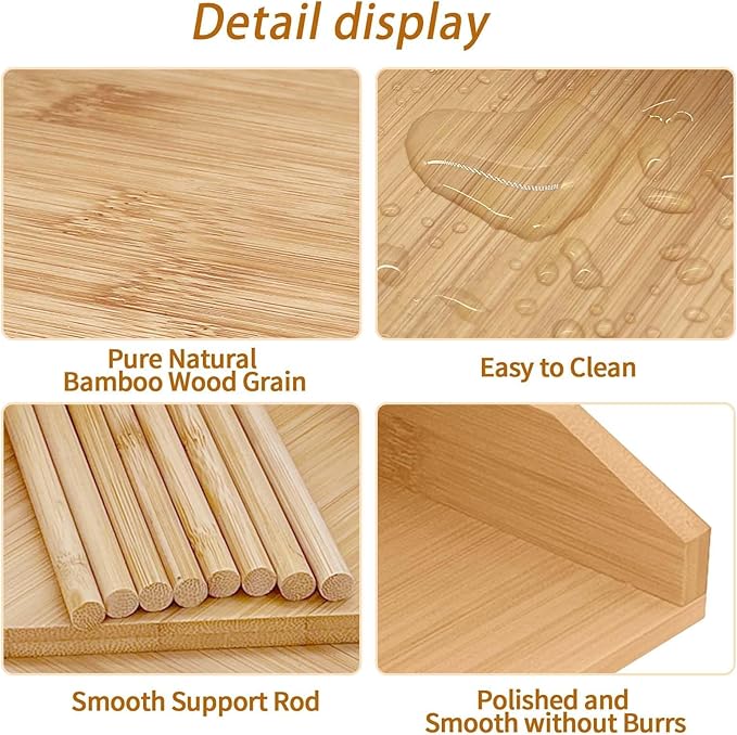 Bamboo Corner Desk Organizer Shelf, 3-Tier Triangle Storage Rack for Office & Home, Space-Saving Desktop Shelf for Books, Stationery, Makeup, Small Items