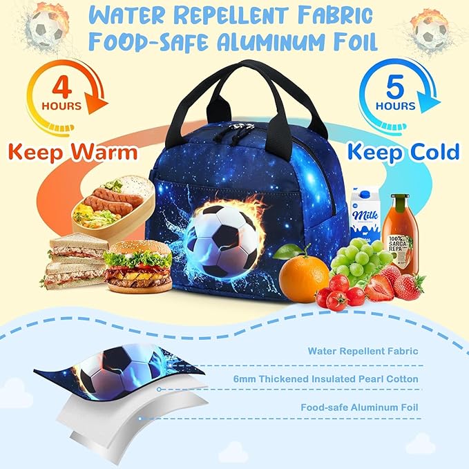 CAMTOP Boys Lunch Box Kids Insulated Lunch Bag Kids Cute Lunchbox for Boys Loncheras Para Niños