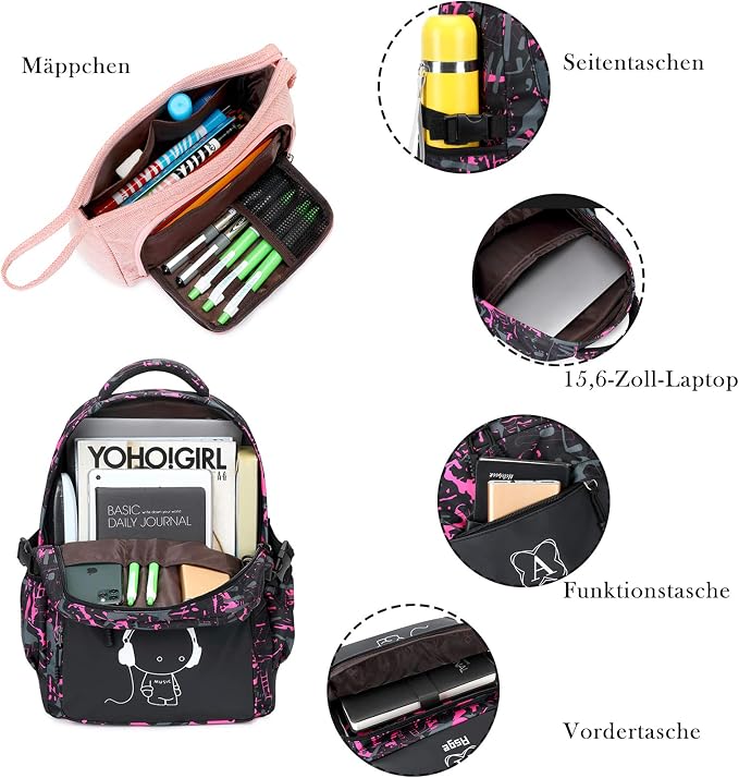 Asge boys backpack for kids camo bookbag for middle school bags travel back pack (Pink)