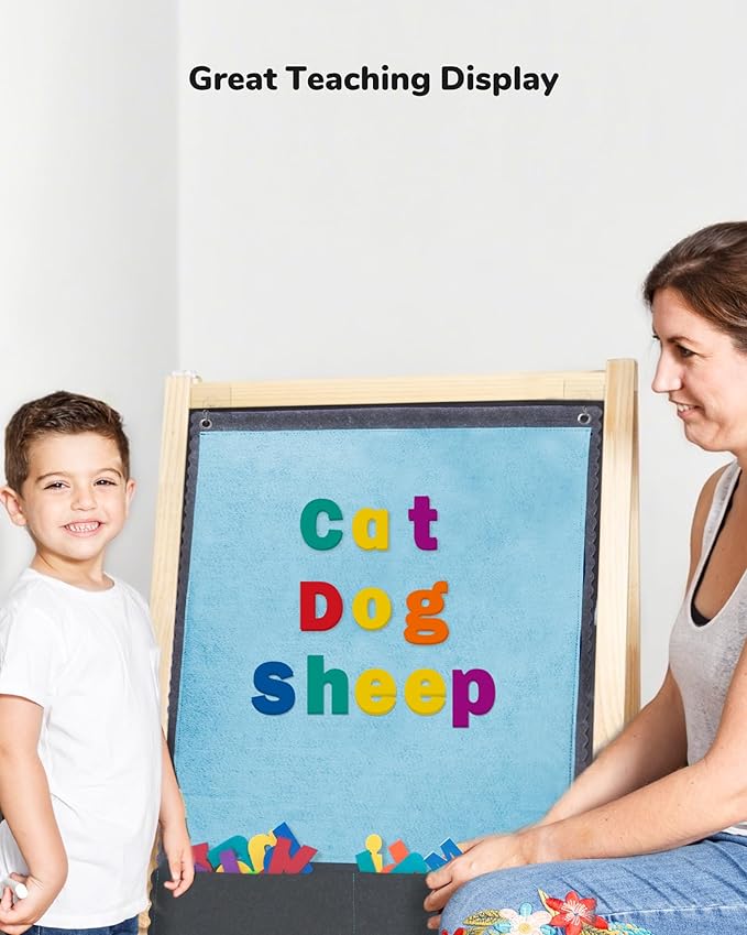 CHEFAN Felt Board - Large Flannel Board for Wall, 104 Felt Letters, 32'' X 22'' Interactive Storytelling & Play Learning for Home & Classroom Use(2 Sets of Uppercase&Lowercase Letters)