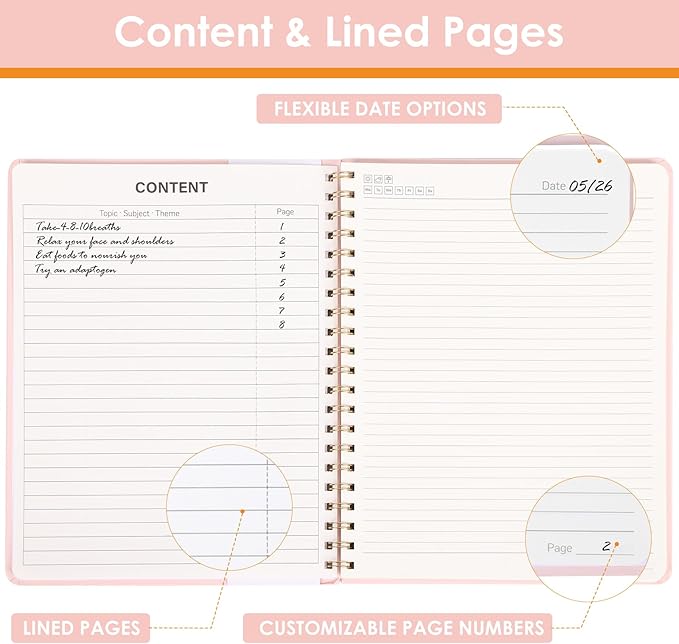 LABUK Spiral Notebook 8.5 x 11, A4 Hardcover Notebooks for Women, 55 Sheets 110 Pages Large Journal for Work, School, (Pink)