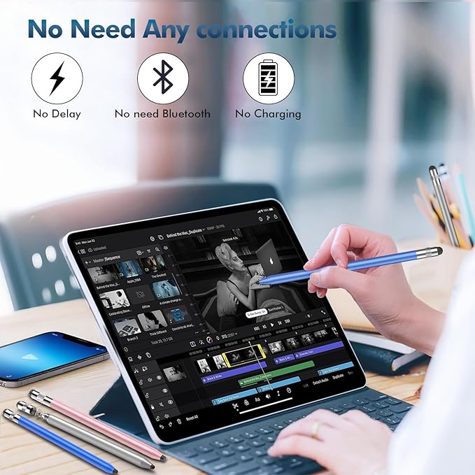 Stylus Pen for Touchscreen, 3-in-1 Rubber Disc Stylus, High Sensitivity and Precision, Universal Stylus Pen Compatible for Ipad,iPhone Android Kindle All Capacitive Tablets
