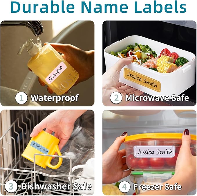 Waterproof Laminating Name Labels with Pen for Water Bottles and Kids School Supplies