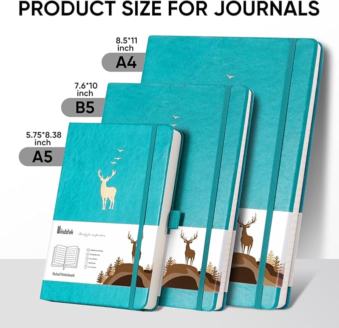 Lined Notebook Journal Softcover, 312 Numbered Pages Large B5 Thick Leather Journal Notebook,100gsm Thick Lined Paper,for Men and Women, 7.6'' X 10''-Blue