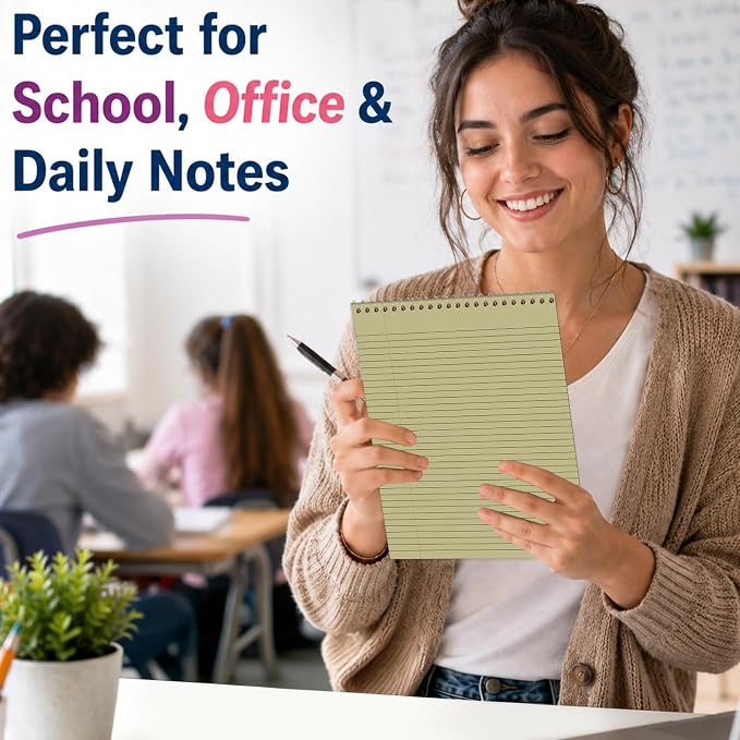gisgfim 6 Pcs Boho Top Bound Spiral Notebooks 8-1/2" x 11" College Ruled Aesthetic Legal Pad Steno Pads Paper Notebook Wirebound Notepad for Writing School Office Business Supplies