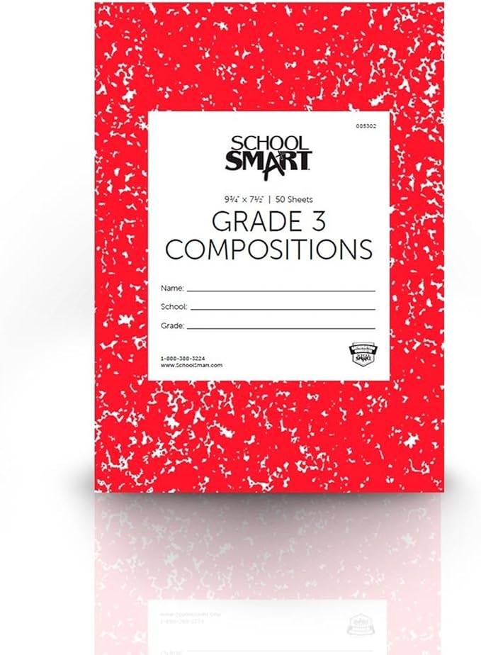 School Smart Skip-A-Line Composition Books - Grade 3, 50 sheets, Red