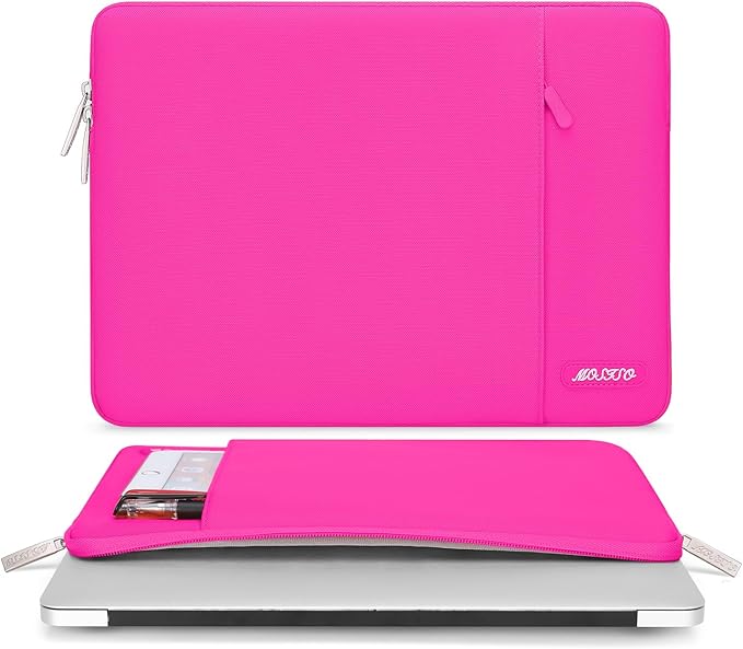 MOSISO Laptop Case 13 inch, Laptop Sleeve Compatible with MacBook Neo/Air/Pro 13 inch with A18/M5/M4/M3/M2/M1 Chip 2026-2016, Polyester Vertical Computer Sleeve Bag with Pocket, Bright Rose