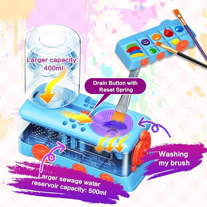 Paint Brush Cleaner, Multifunctional Acrylic Face Paint Brush Washing Station Brush Water Cup for All Purpose Oil Watercolor Painting Artist Professional Kit,Gift Art Supplies for Kid Adult