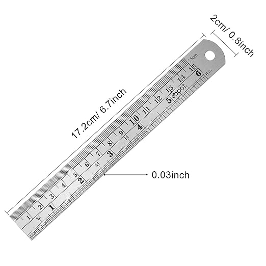 EBOOT Stainless 2 Pack Steel Ruler 6 Inch Metal Rule Kit with Conversion Table