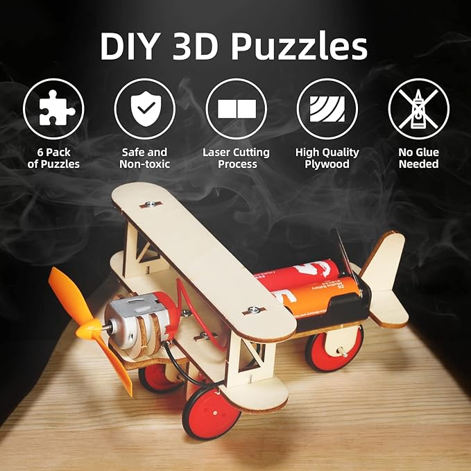 Yutin 16 Set STEM Kits, Wood Car Science Building Kits for Kids Ages 8-12, 3D Wooden Puzzle Crafts for Boys 8, Assembly Model Set for Girls 8 9 10 11 12+