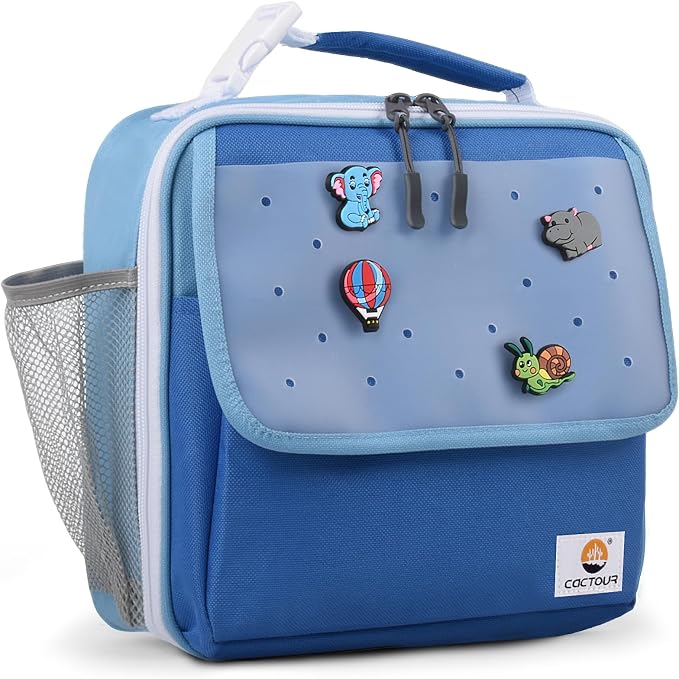 CaCTOUR Lunch Box Kids,Fun Color Lunch Box for Boys,Large Soft Cooler Lunch Bag for Kids,Back to School Thermal Insulated Lunch Tote Bag for School Daycare Outdoor (Dark Blue)