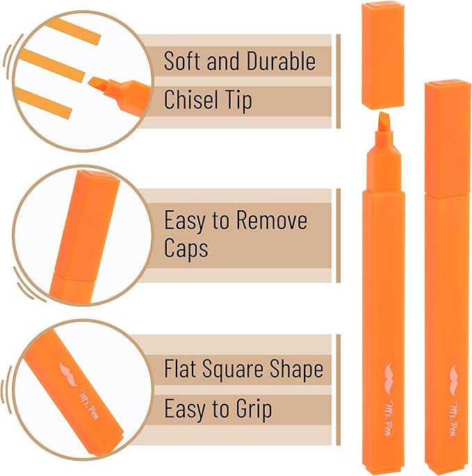 Mr. Pen- Aesthetic Highlighters No Bleed, 8 Pack, Warm Colors, Chisel Tip, Cute Highlighters Assorted Colors for Journaling, Highlighting, Underlining, Fast Dry, Back to School Supplies