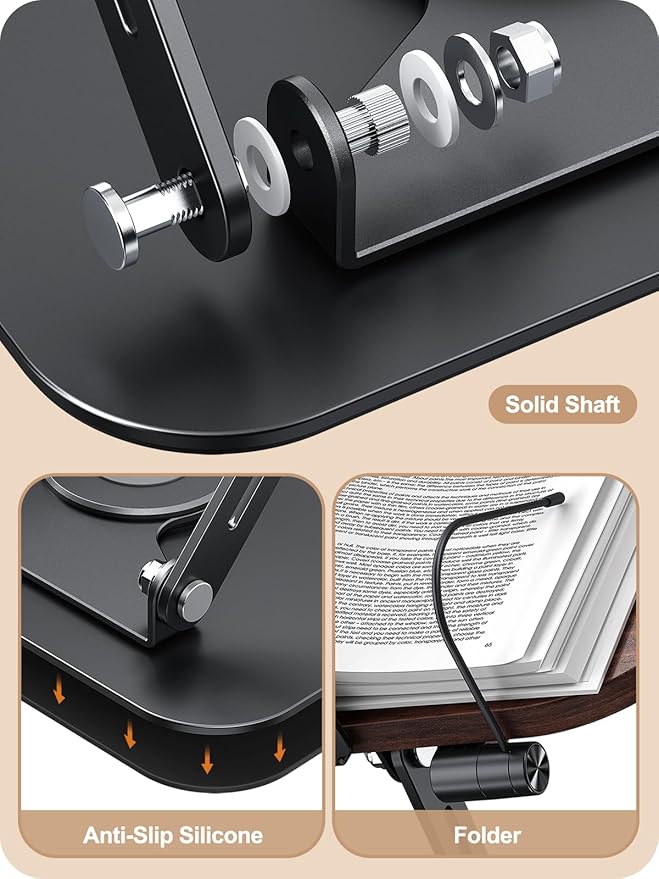 MOKURU Book Stand for Reading, 360° Adjustable Book Holder, Foldable Book Holder Stand, Cookbook Stand, Textbook Stand, Bible Stand, Music Scores Stand, Laptop Stand, Tablet Stand