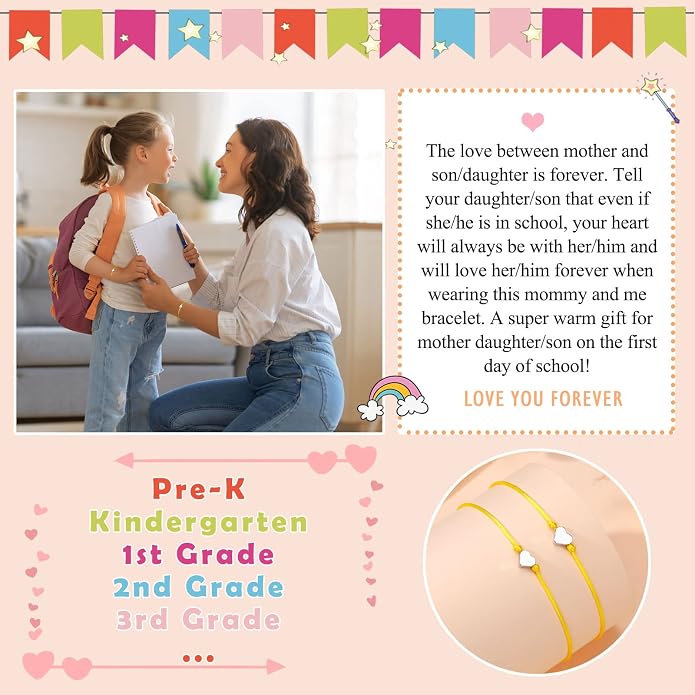 UNGENT THEM Big & Small Heart Bracelets Back to School Gifts for Girls