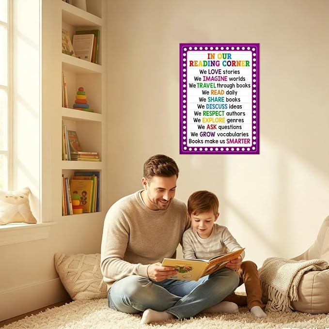 FaCraft Reading Posters for Classroom - Educational Poster Colorful Classroom Decorations for Elementary Motivational Reading Corner Bulletin Board Set for Preschool Kindergarten Homeschool Wall Decor