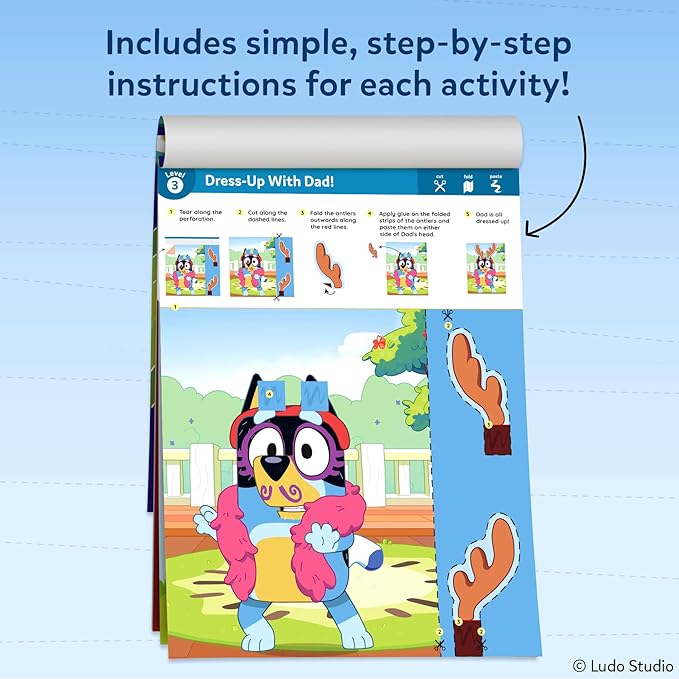 Skillmatics Bluey Scissor Skills Activity Book - Snip Snip, Preschool Cutting & Creative Activities, Felt Craft Kit, Fine Motor Skills Toys, Gifts for Boys & Girls Ages 3, 4, 5, 6, 7
